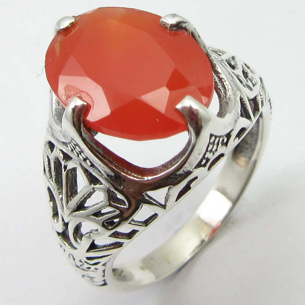 

Natural Carnelian Ring Size 8 Solid Silver Handmade Jewelry Unique Designed
