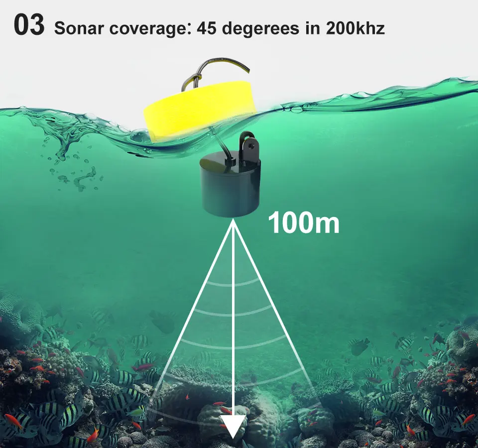 Erchang портативный рыболокатор провод эхолот сигнализация 0,6-100 м глубина Профессиональный эхолот датчик гидролокатор для рыбалки