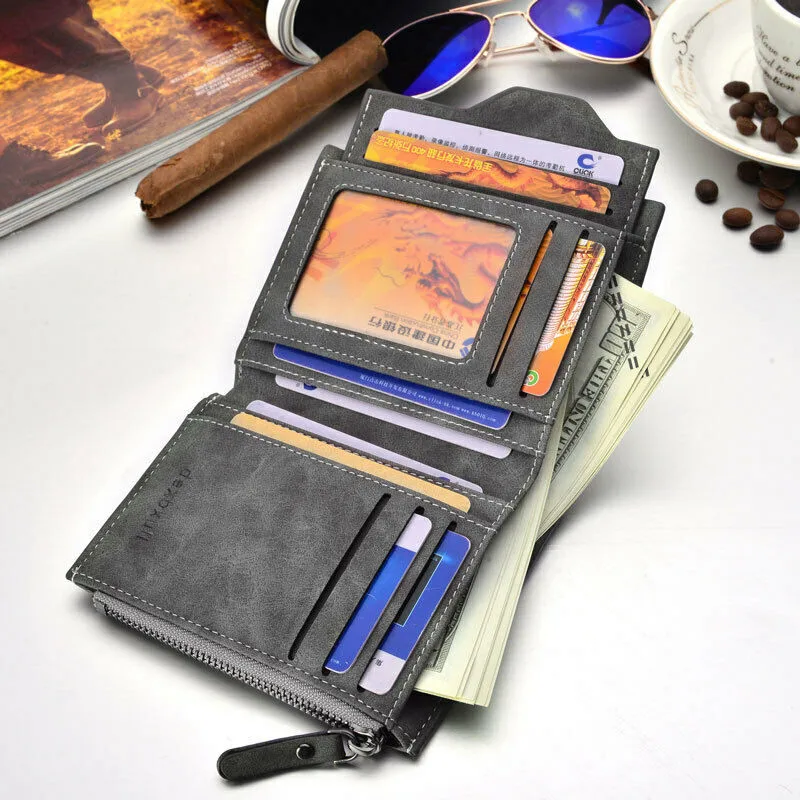 Мужские кожаные бизнес мягкий кошелек карман для монет кредитной держатель для карт с молнией