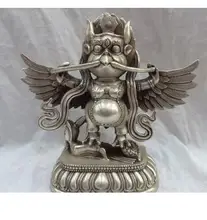 9 "チベットシルバー Redpoll 翼線香白銅ガルーダ仏イーグルヘッドスタチュー動物彫刻ホーム工芸品の装飾(China)