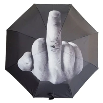 

Hot Sale Outdoor Umbrella Personality Fashion Umbrella Rain Middle Finger Umbrella Men Windproof Folding Parasol Black Middle