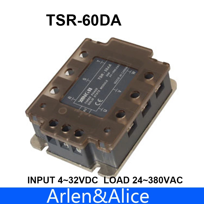 60DA TSR-60DA Three-phase SSR input 4-32V DC load 24-380V AC single phase AC solid state relay 60DA TSR-60DA Three-phase SSR input 4-32V DC load 24-380V AC single phase AC solid state relay