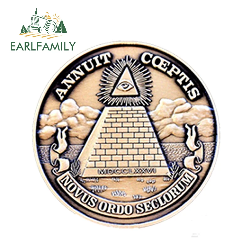 EARLFAMILY 13cm x Car Styling Sticker Aufkleber Auto Motorrad Tuning Autoaufkleber Annuit Coeptis Freimaurer | Автомобили и