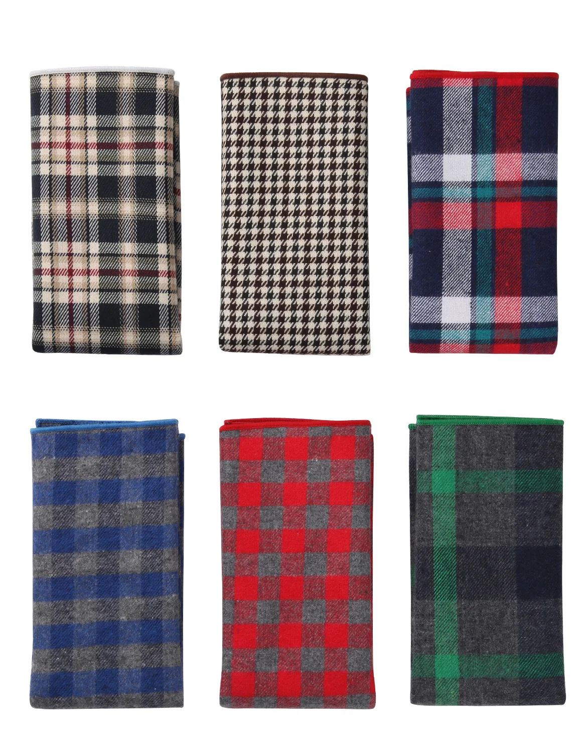  Pocket Square Handkerchief Hisdern 6 Piece Assorted Plaids 100% Cotton Men's Pocket Square Handkerc