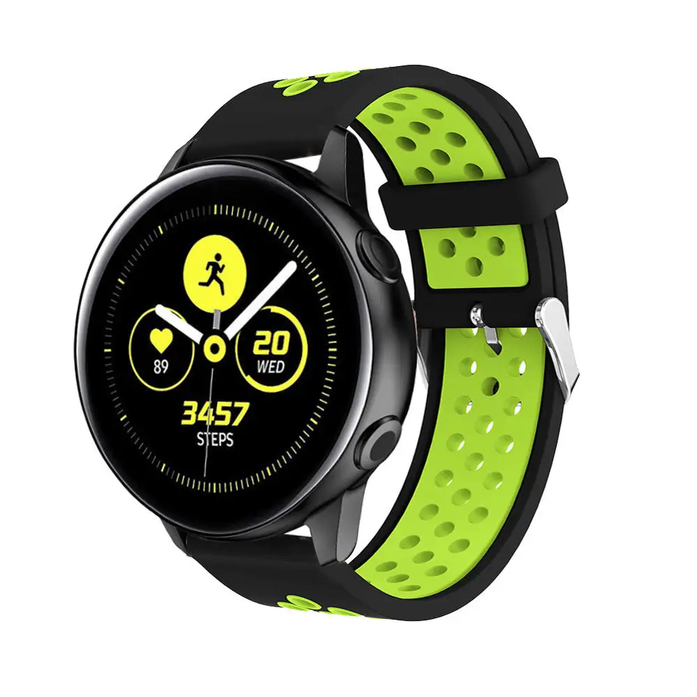 Силиконовые Ремешки для наручных часов для samsung Galaxy Watch активный ремешок для samsung Galaxy 42 мм сменные спортивные часы ремешок на запястье горячая распродажа - Цвет ремешка: Black green