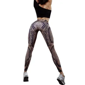 

Push Up Fitness Streetwear Leggings Women Polyester Ankle-Length Jeggings Snake Skin Printing Breathable Girl Legging