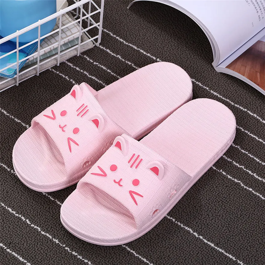 

Women Cartoon Cat Bath Slippers Summer Sandals Indoor & Outdoor Slippers Women's Summer Footwear chaussures femme zapatos