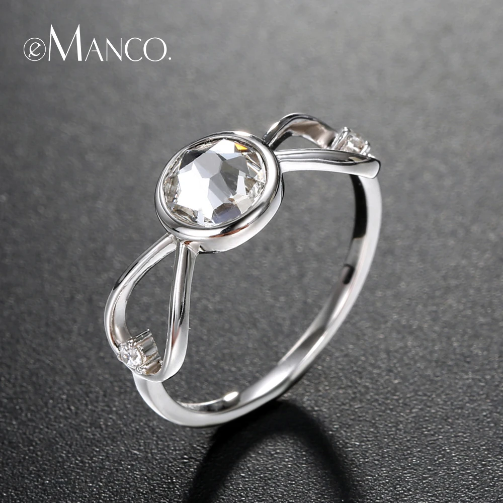 

e-Manco Love Heart Rings For Women Vintage Simple Ring Romanctic 925 Sterling Silver Rings Cubic Zircon Wedding Jewelry