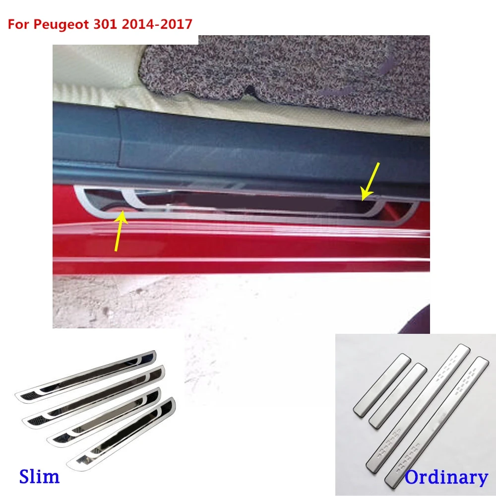 Для Peugeot 301 2014 2015 2016 2017 порог машины прокладки крышки из нержавеющей стали двери