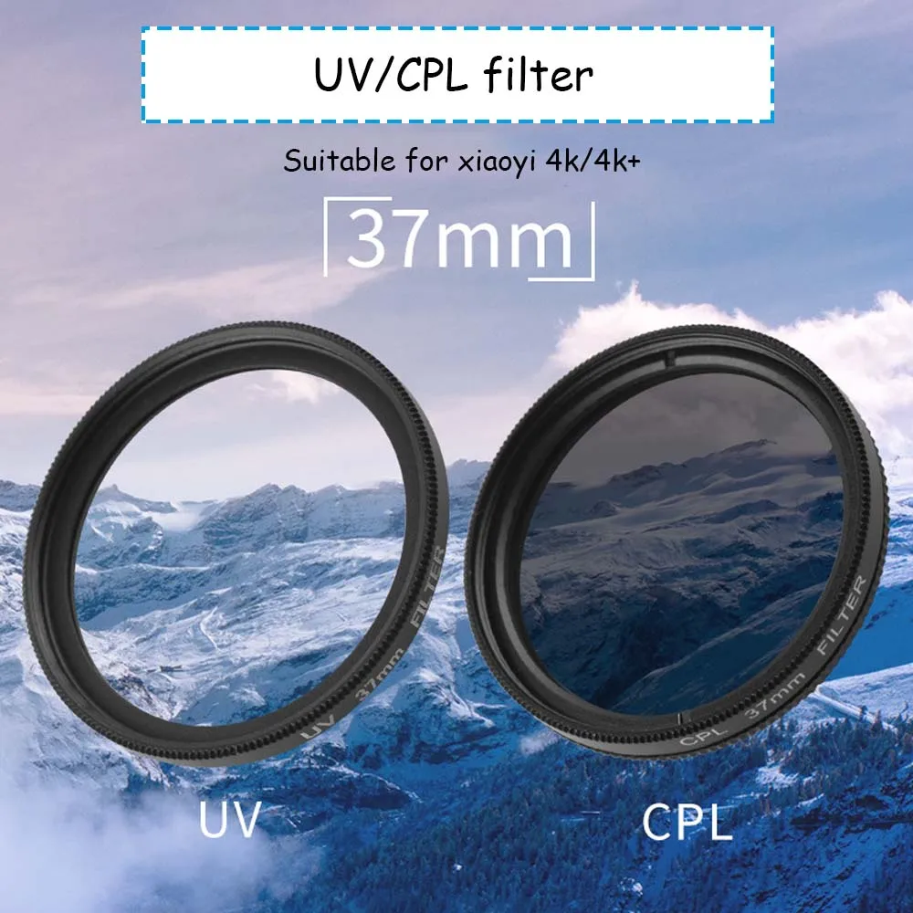 JINSERTA UV CPL Lens Filter+Adapter Ring+Lens Cover for Xiaomi Yi 4K/4K+ Action Camera Lens Accessories High Quality