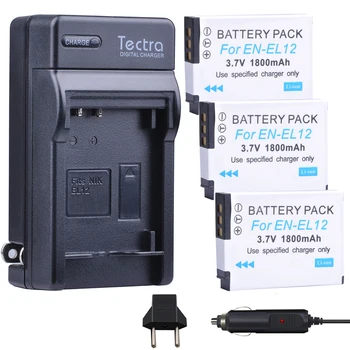 

Tectra 3Pcs EN-EL12 EN EL12 ENEL12 Bateria + Digital Charger for Nikon Coolpix S8200 S9100 S9200 S9300 P300 P310