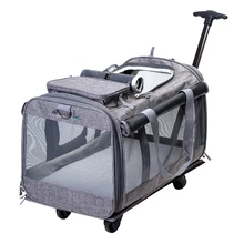 Воздухопроницаемый Рюкзак-переноска для питомцев, 10 кг, переносная сумка на колесиках для собак и кошек, сумка для питомцев с четырьмя колесами, для путешествий на открытом воздухе, для щенков, чемодан CW073