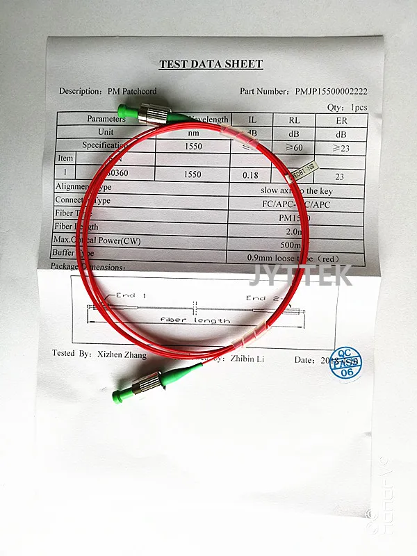2 метра поляризации поддержания волокна Patchcord 1550NM FC/APC медленная