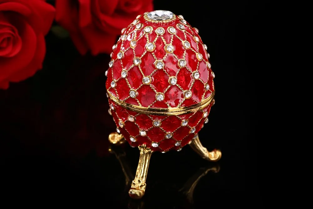 QIFU Новое поступление красный qifu faberge яйцо Полезная шкатулка для ювелирных изделий изделия из металла для домашнего декора