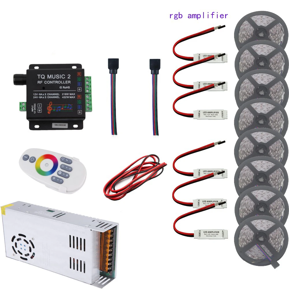 40 м 5050 SMD rgb Светодиодная лента + Музыка 2 светодиодный контроллер 12 В силовой