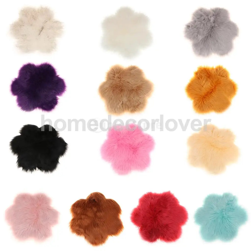 Искусственный мех овчины чехлы для стульев сиденья мягкие пушистые мохнатые коврики для спальни диван пол(цветок, 60x60 см