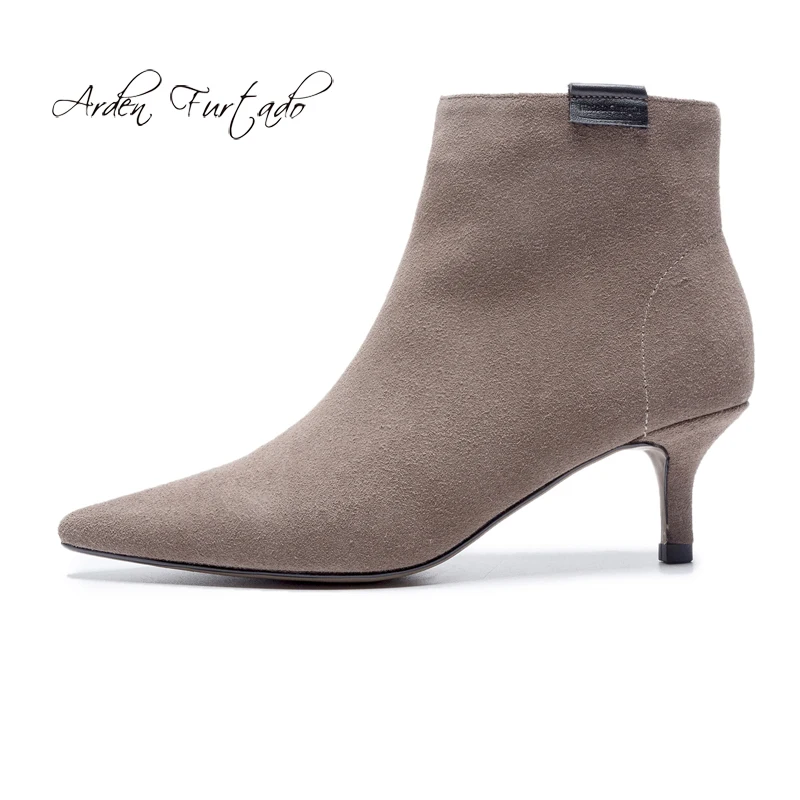 

Arden Furtado fashion women's shoes 2019 pointed toe lower heels stilettos heels zipper ankle boots women's boots size 33 40 new