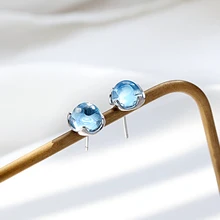 Серебряные серьги-гвоздики в виде пузырьков русалки, 925 светильник, голубые Кристальные серьги Авроры для женщин, ювелирные изделия в подарок