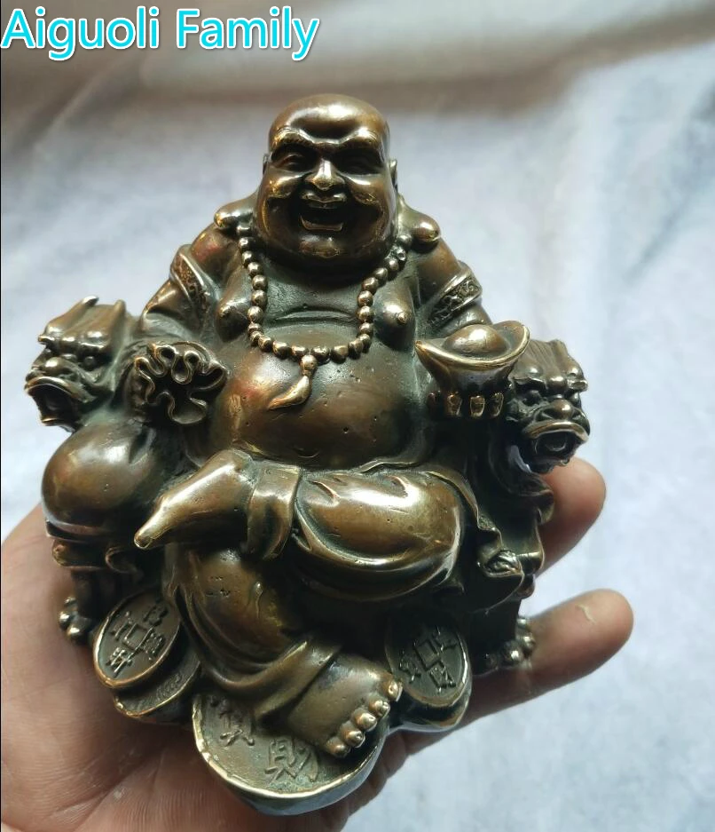 

Asian antique art collection home decoration crafts,chinese old copper lucky Maitreya Buddha statue,metal Buddha sculpture