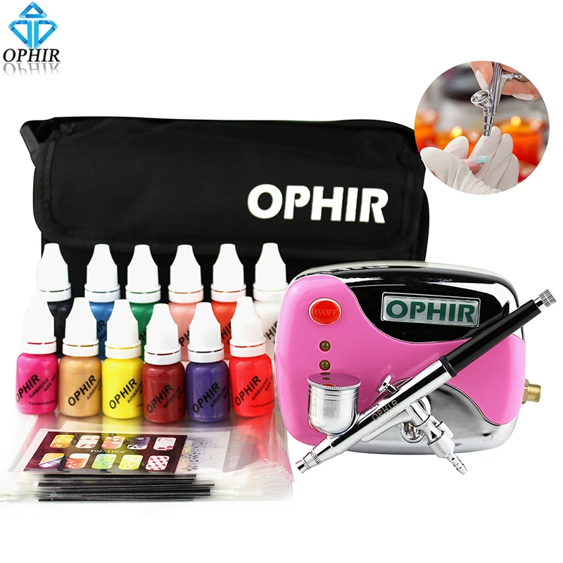 Ophir Nail Art Tool 0.3mm Airbrush Kit With Air Compressor For Nail Art