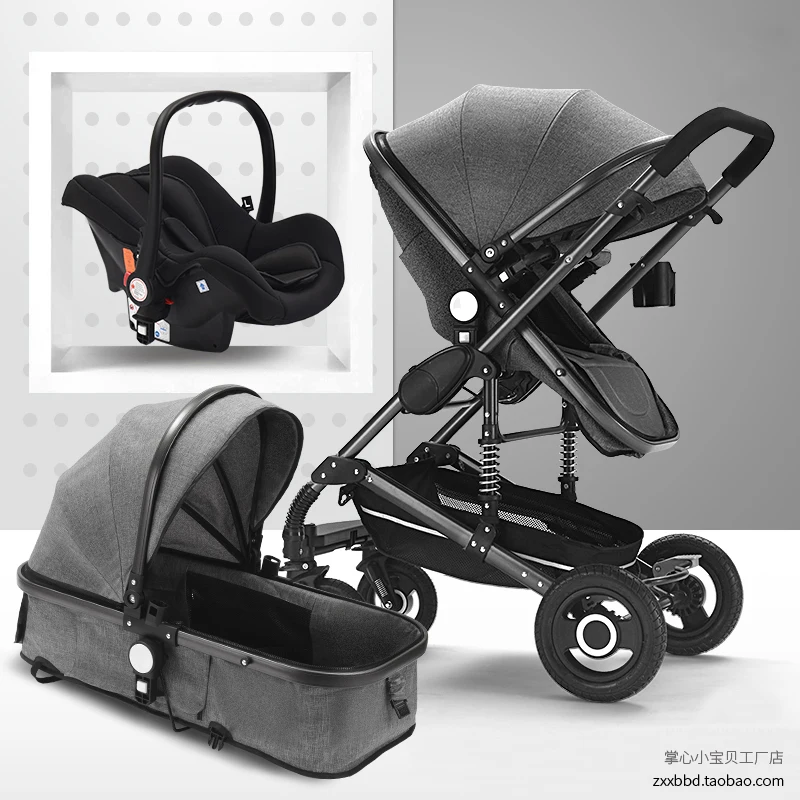 Best Product  Baby stroller newborn can sit reclining stroller high landscape foldable 3 in 1 summer baby two-way 