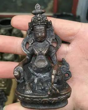 

Tibet Brass Buddhism Mouse Wealth God Joss Yellow Jamhala Buddha Statue Figurine