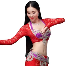 Женская Одежда для танцев, аксессуары, длинный рукав, кружевная куртка для танца живота, нижняя рубашка, боди, поддержка груди(только куртка