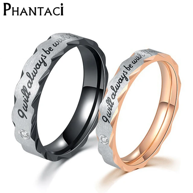 Fashion Stainless Steel Wedding Ring For Gold Black Color Fashion Stainless Steel Wedding Ring For Gold Black Color Crystal Rings Set Men Women