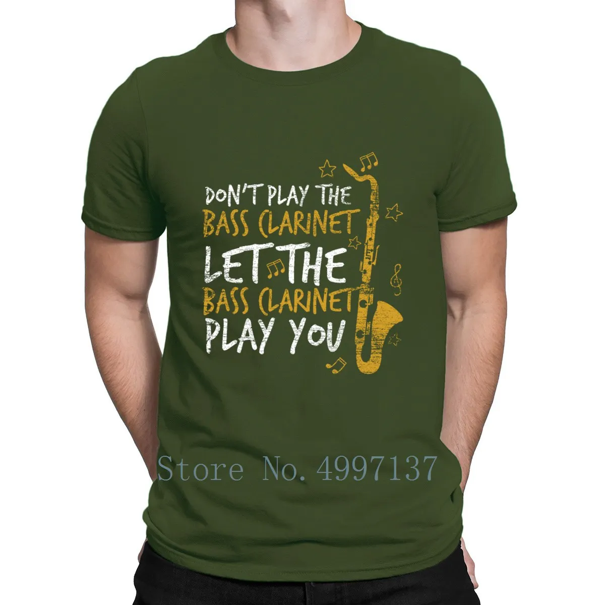Футболка с надписью Let The Bass Clarinet Play You 100% хлопок базовая Летняя вязаная футболка