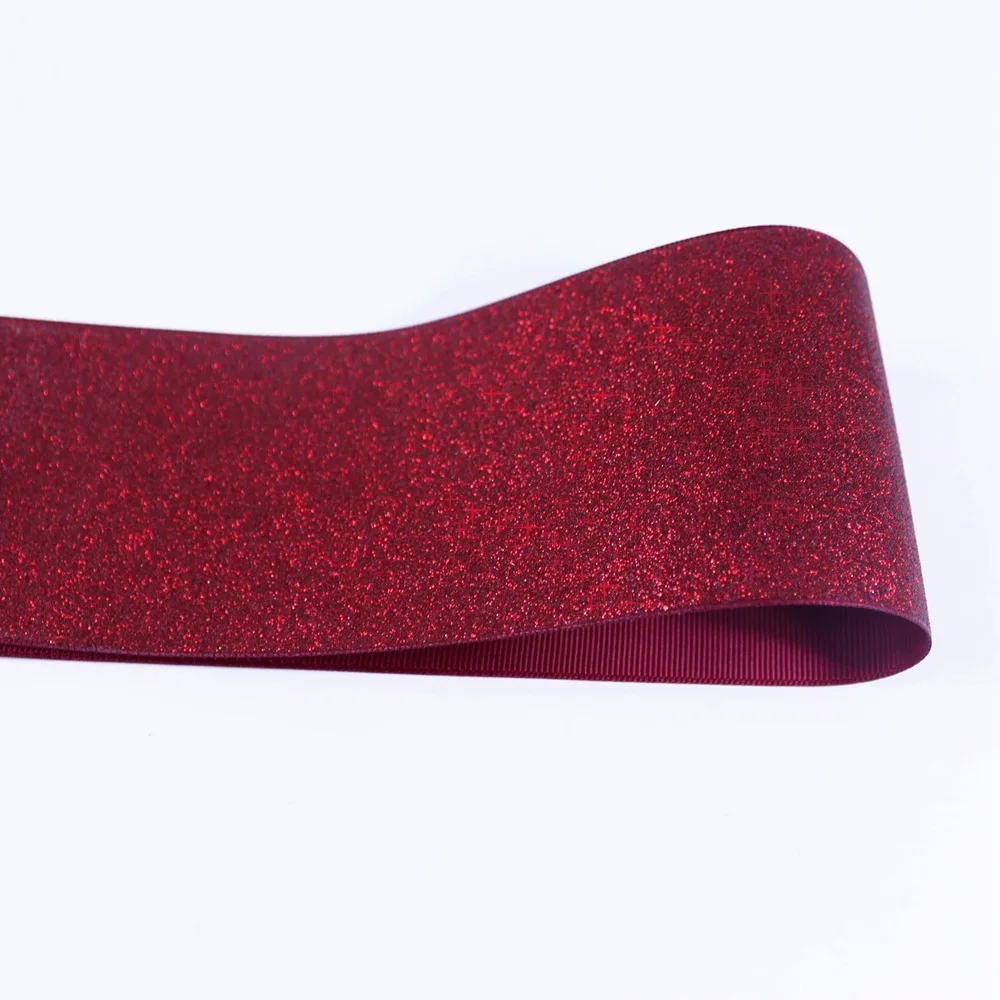 

T.R RIBBON 3'' 75mm full glitter grosgrain polyester sparkle sprayed ribbon Gift Wrap ribbon 275 wine 10yards