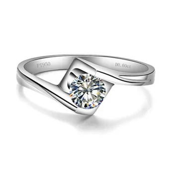 

G-H Color Moissanite Test Positive Jewelry 0.6CT Diamond Carbon Ring Moissanite Women White Gold thentic Lab Grown Ring