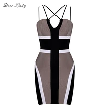 Veados Senhora Vestido Bandage Rayon 2018 Novas Chegadas Mulheres Backless Spagetti Strap Bodycon Vestido Sexy Partido Mini Vestido Atacado