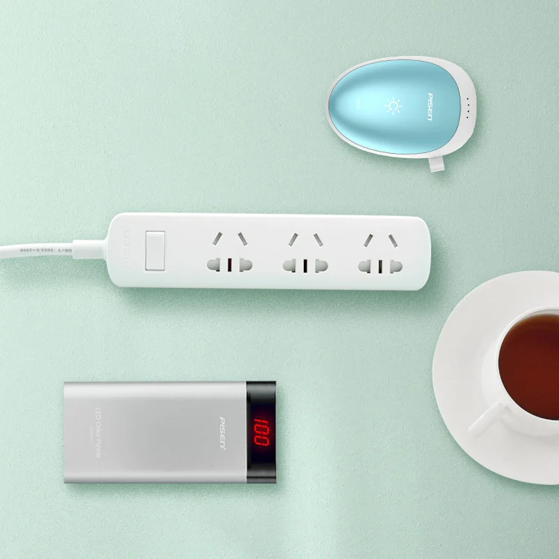 Tanie PISEN listwa zasilająca 3 punkty, elektroniczny inteligentny przedłużacz z dodatkowymi gniazdami z adapterem ue przycisk zasilania Surge Protector