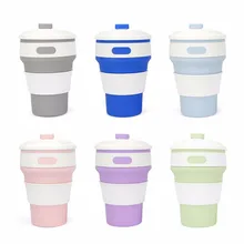 Portable Collapsible Stylish Color Silicone Folding Retractable Mug Coffee Tea Cup For Hiking Travel Outdoor Activities