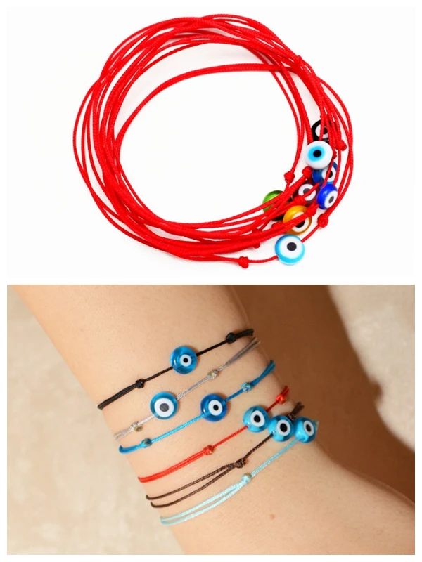 2016 mode unique simple String Rouge Bracelet Kabbale cire cordon corde Bracelet Protection Bracelet Bleu Evil