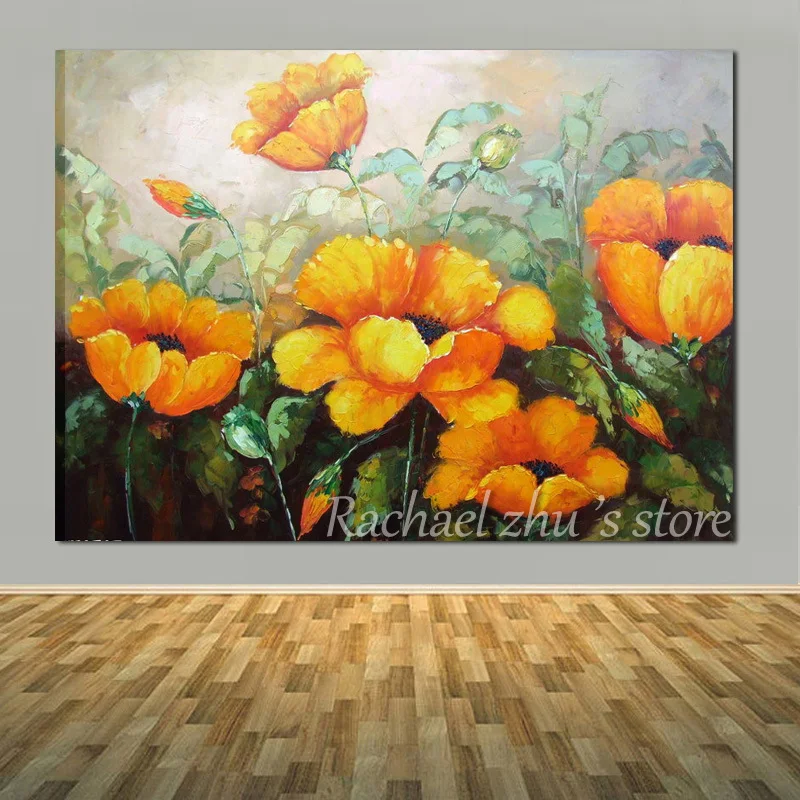 

100% Hand Painted Flower Abstract Landscape Oil Painting On Canvas Three Color Flower Wall Pictures For Living Room Home Decor