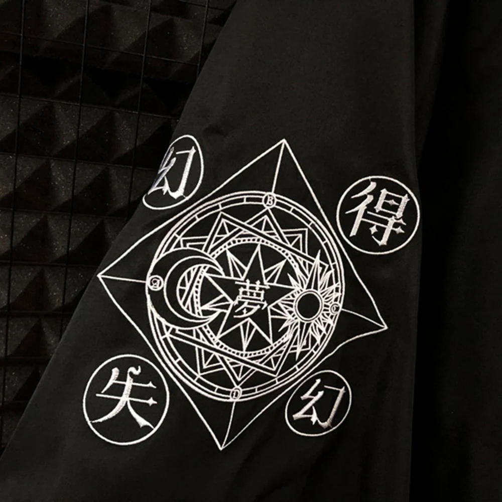 Rosetic Gothic Harajuku Women Summer Kimono Blouse Japanese Style Magic Circle Print Darkness Cardigan Casual Loose Goth Blouses