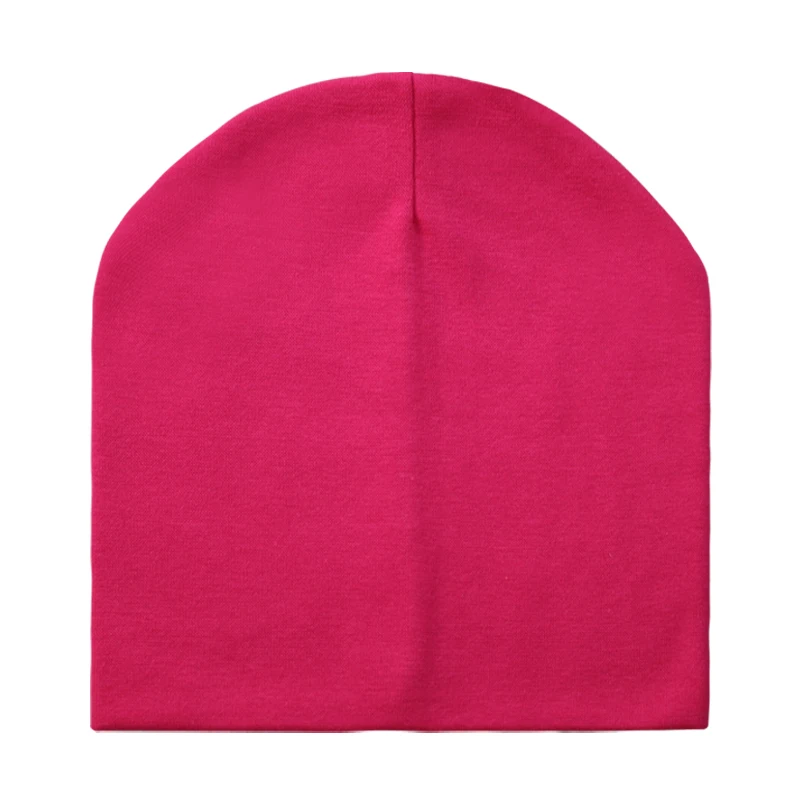 Хлопковые шапочки для детей, одноцветные Детские шапочки, Детские шапочки для мальчиков и девочек, детские зимние шапочки для мальчиков - Цвет: Розово-красный