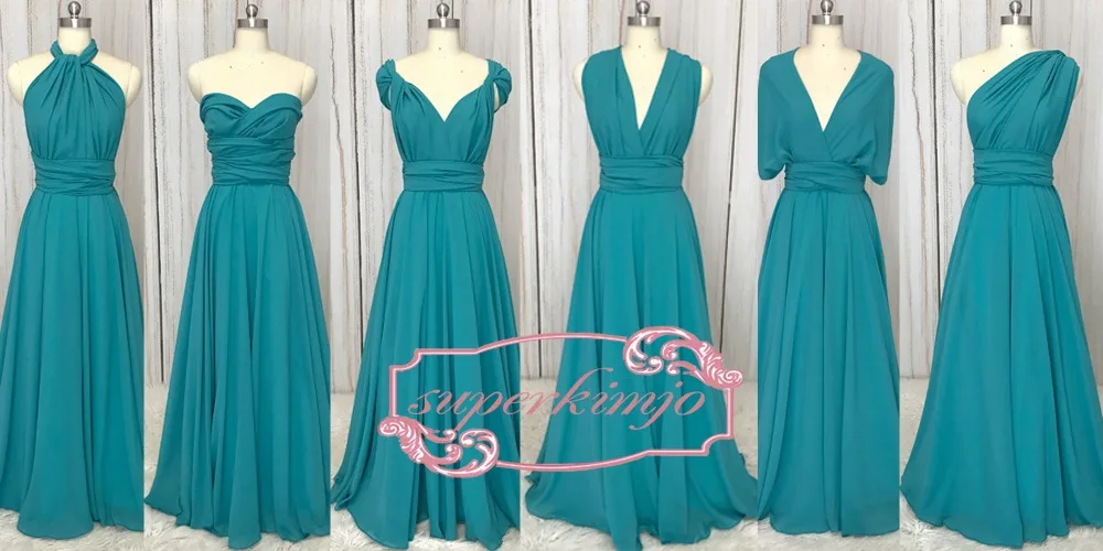 Реальное изображение подружки невесты платья Конвертируемые складки линии синий Свадебные платья 2019 дешевые