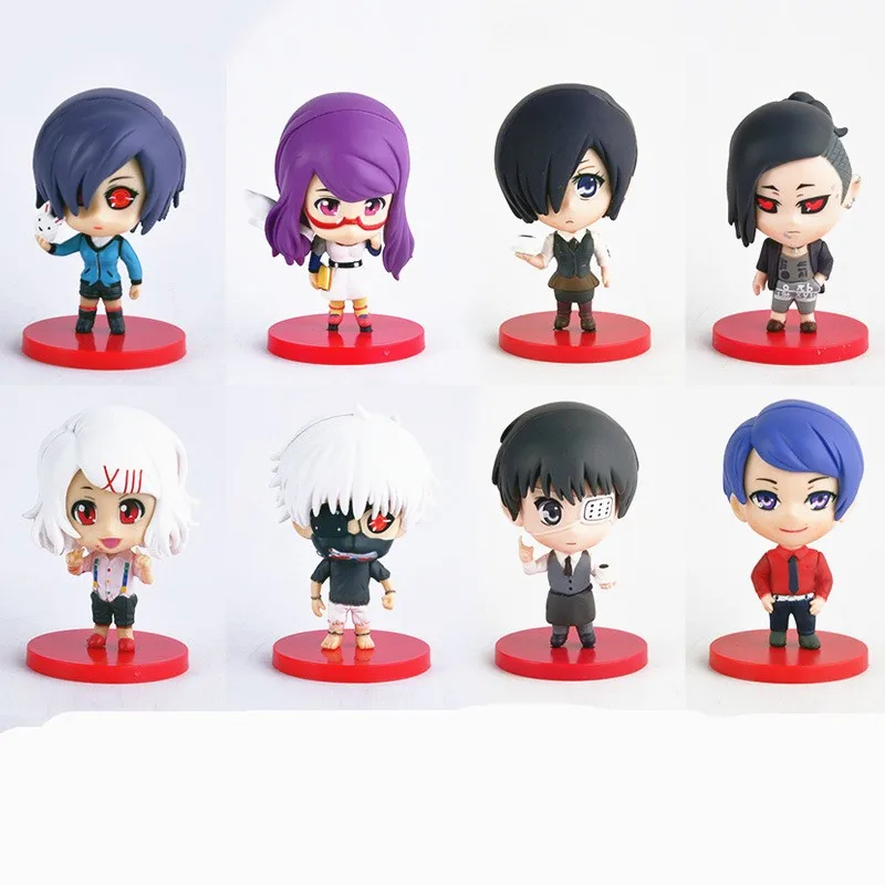 Anime Figuras Tokyo Ghoul Figurine Ken Kaneki Touka Kirishima Shuu Tsukiyama Action Figure Model Toys 4pcslot 10cm  (4)