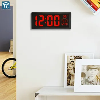 

Wall Clock Large Led Daylight Screen Clocks Digital Electronic Living Room Decoration Thermometer Watch Home 24 Or 12 Hour
