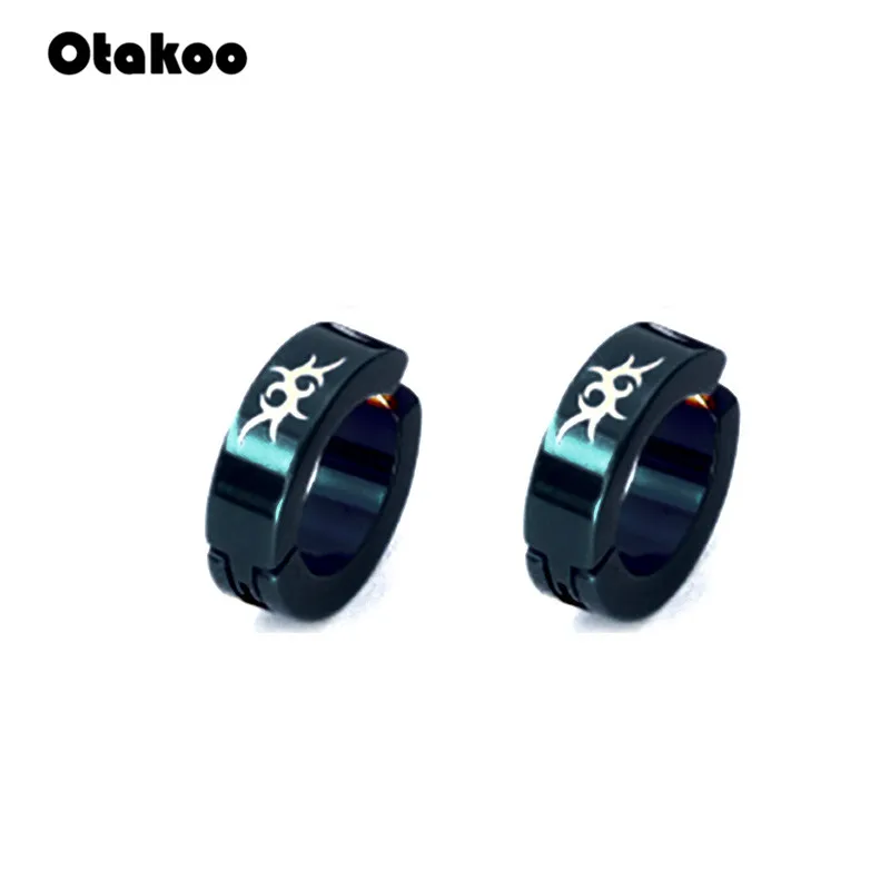 

Otakoo Clip Earring Cool Magnet Stainless Steel Without piercing Magnetic Ears For Men Punk Women Trendy Jewelry Flower Earring
