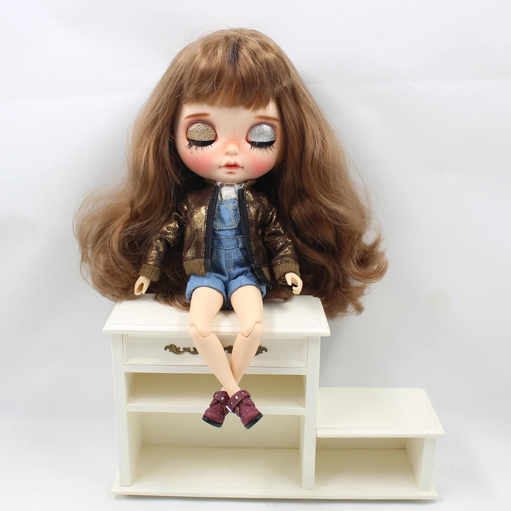 Наряды для куклы Blyth, блестящее Коричневое Пальто, костюм для 1/6, pullip jerryberry licca icy dbs doll