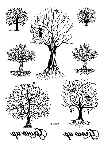 SC-972/Latest Taty Black Classical Tree Tattoo Designs Waterproof Fake Body Temporary Stickers Tatoos tatuagem | Красота и здоровье