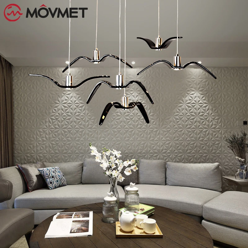 

Modern Dining Room Led Seagull Chandelier Art White Seagull Light Living Villa Hall Coffee Shop Suspension Light Fixtures