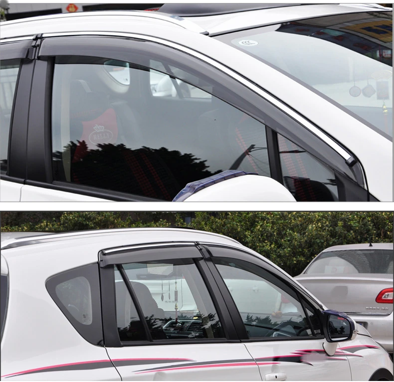 

For Suzuki Vitara 2016-2018 Chrome Car Window Sun Vent Visor Rain Guards Sun/ rain Shield Exterior decoration Auto Accessories