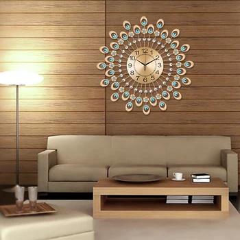 

Modern iron diamond watch rustic living room wall clock fashion brief fashion personality quartz clock mute