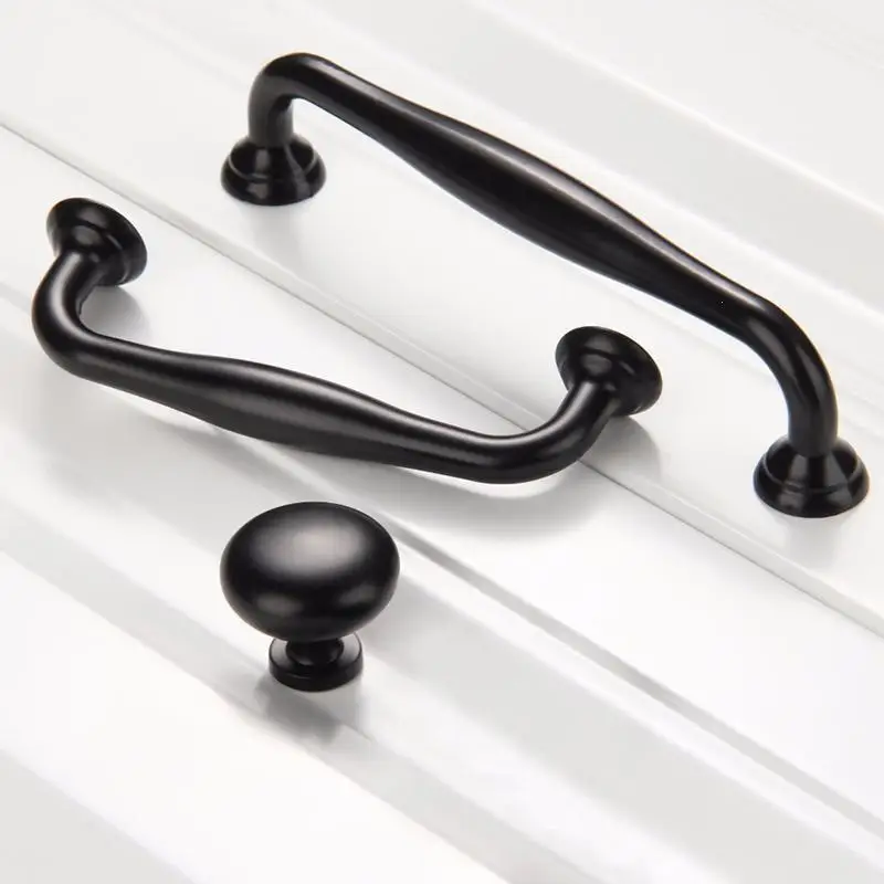 Furniture Knob Black Ceramic Door Handles European Antique Furniture