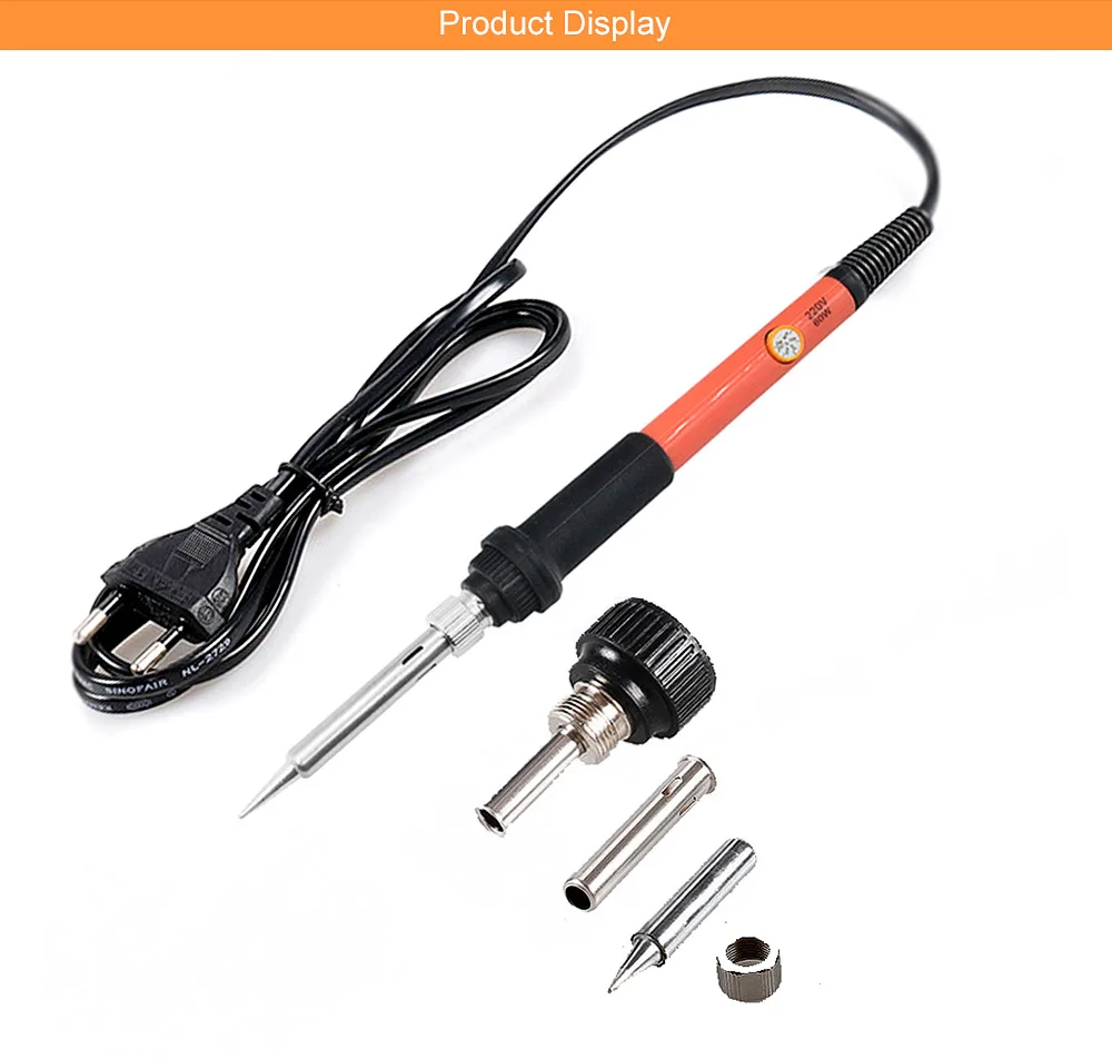60W Soldering Iron Set Electric Soldering Iron Tips Cleaner Flux Solder Paste 220V 110V solder kit Adjustable Temperature Repair (2)
