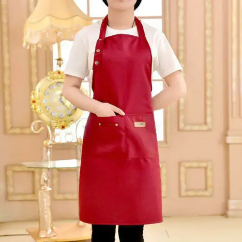 US Women Men Waterproof Kitchen Apron Chef Butcher BBQ Cooking Baking Catering
